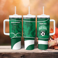 Custom Saudi Arabia Football Tumbler With Handle 2026 Come On Arabian Falcons - Wonder Print Shop
