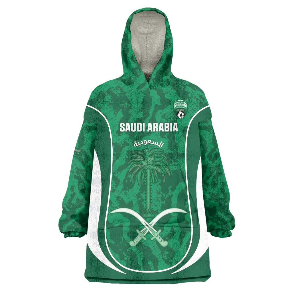 Custom Saudi Arabia Football Wearable Blanket Hoodie 2026 Come On Arabian Falcons - Wonder Print Shop
