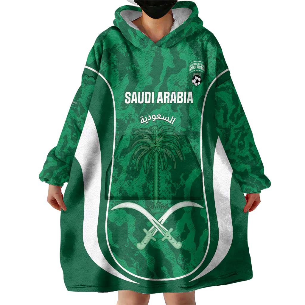 Custom Saudi Arabia Football Wearable Blanket Hoodie 2026 Come On Arabian Falcons - Wonder Print Shop