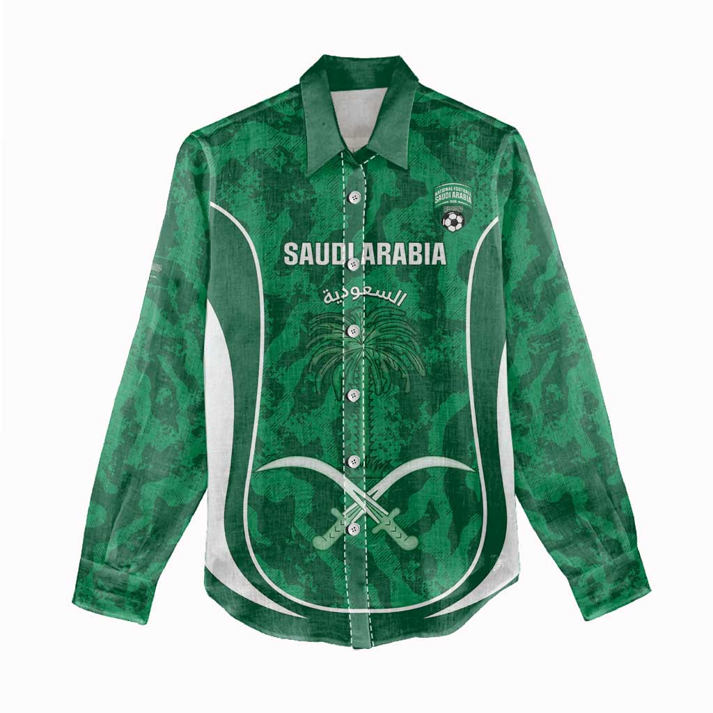 Custom Saudi Arabia Football Women Casual Shirt 2026 Come On Arabian Falcons - Wonder Print Shop