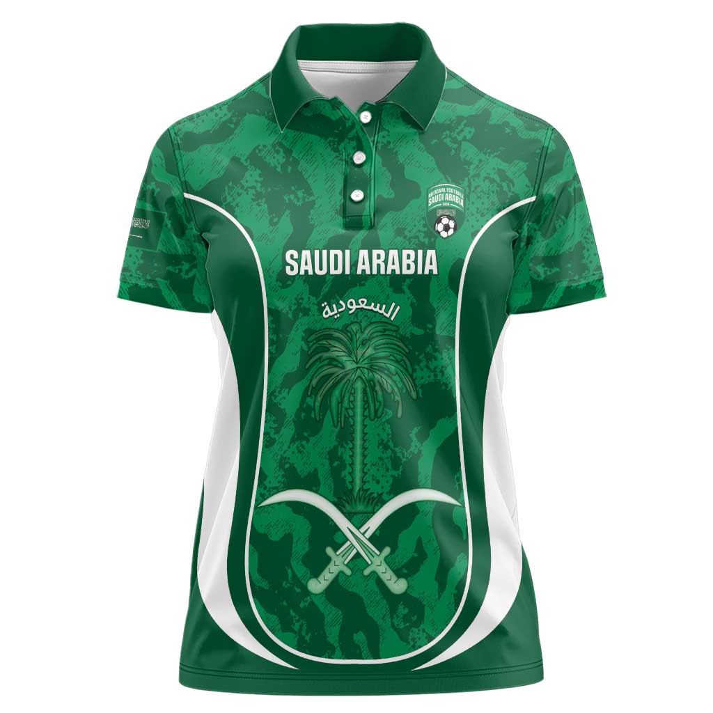 Custom Saudi Arabia Football Women Polo Shirt 2026 Come On Arabian Falcons - Wonder Print Shop