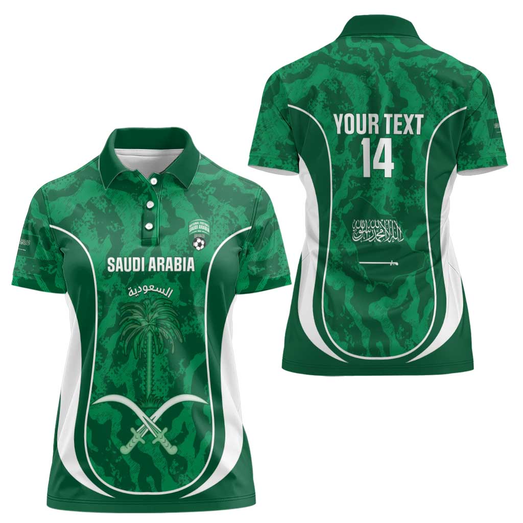 Custom Saudi Arabia Football Women Polo Shirt 2026 Come On Arabian Falcons - Wonder Print Shop