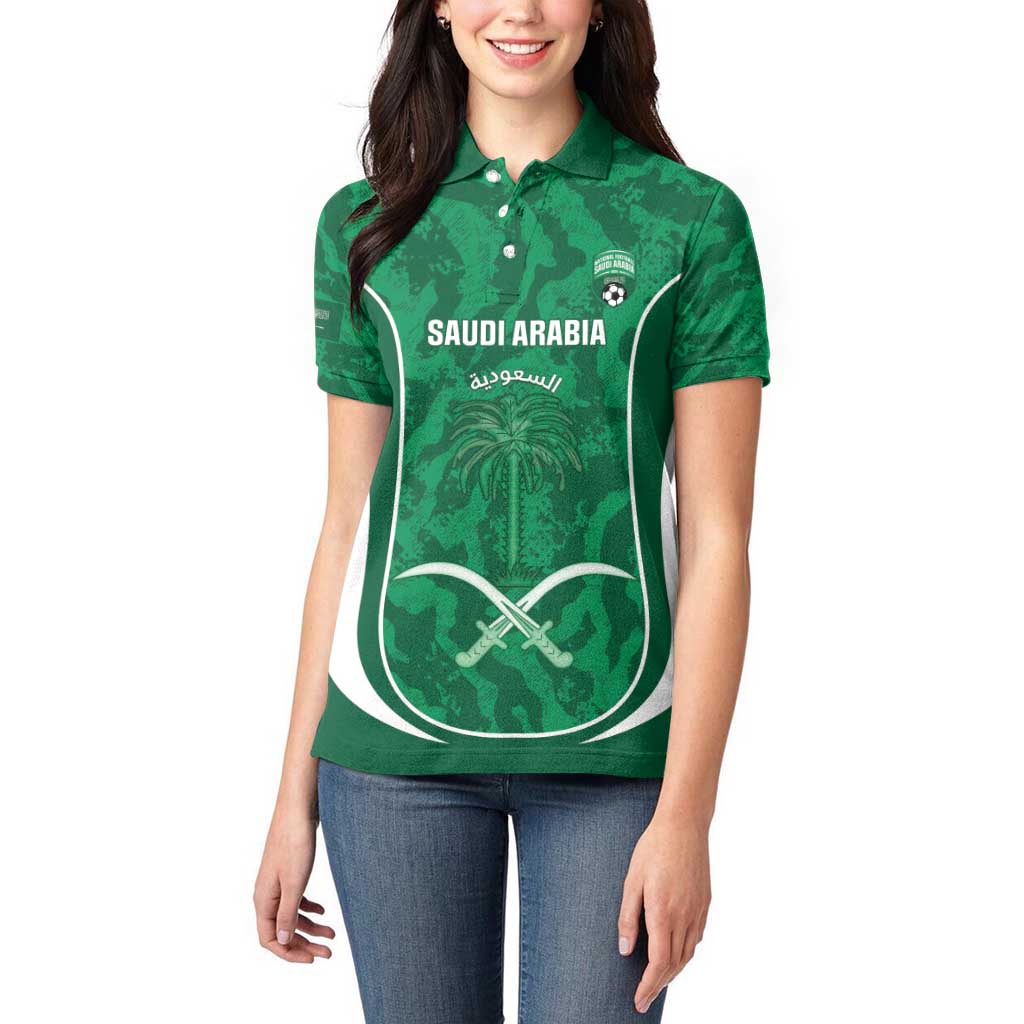 Custom Saudi Arabia Football Women Polo Shirt 2026 Come On Arabian Falcons - Wonder Print Shop