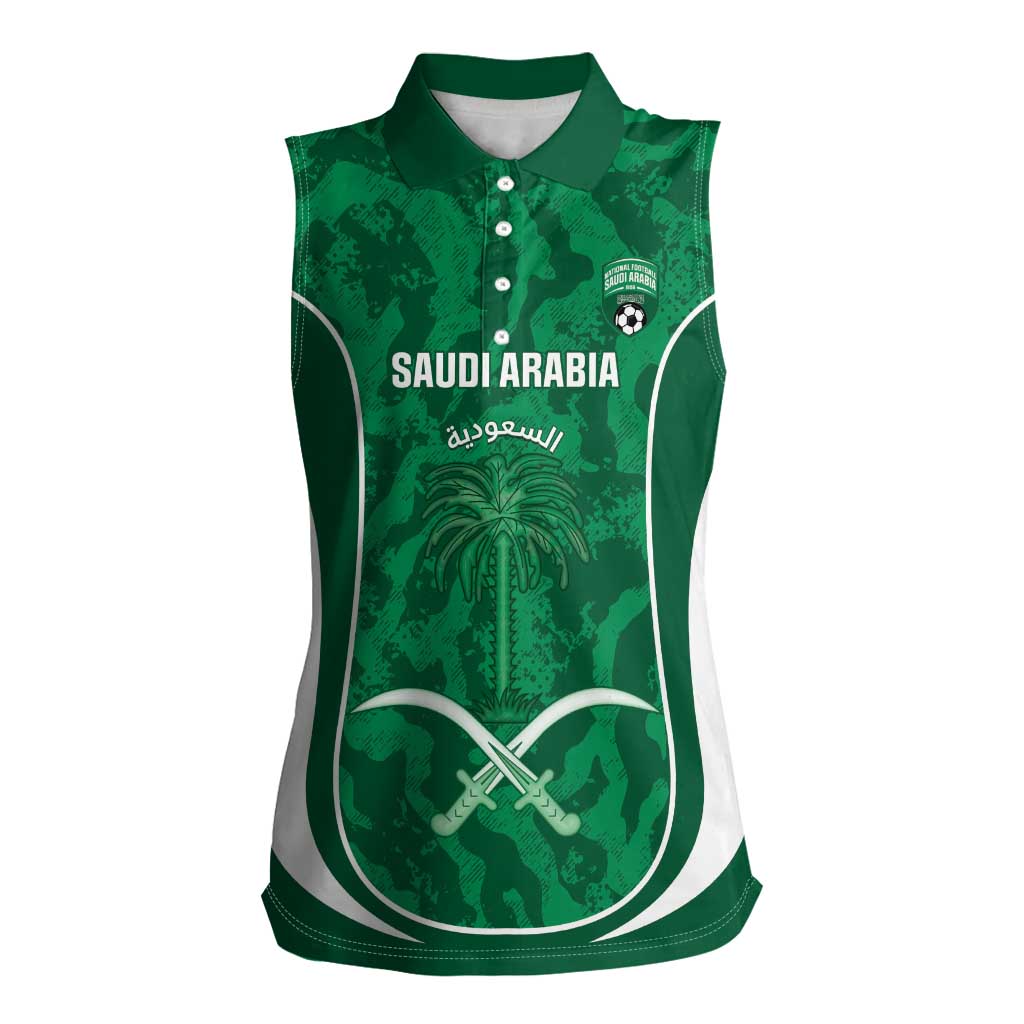 Custom Saudi Arabia Football Women Sleeveless Polo Shirt 2026 Come On Arabian Falcons - Wonder Print Shop