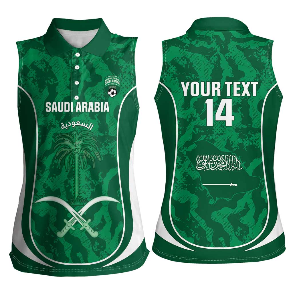 Custom Saudi Arabia Football Women Sleeveless Polo Shirt 2026 Come On Arabian Falcons - Wonder Print Shop