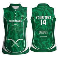Custom Saudi Arabia Football Women Sleeveless Polo Shirt 2026 Come On Arabian Falcons - Wonder Print Shop