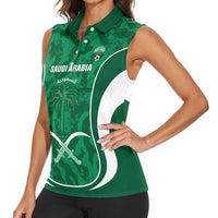 Custom Saudi Arabia Football Women Sleeveless Polo Shirt 2026 Come On Arabian Falcons - Wonder Print Shop