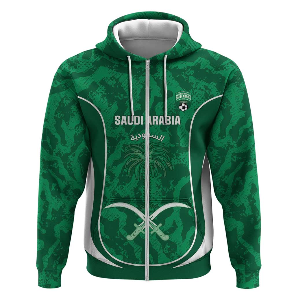 Custom Saudi Arabia Football Zip Hoodie 2026 Come On Arabian Falcons - Wonder Print Shop