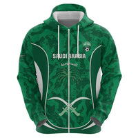 Custom Saudi Arabia Football Zip Hoodie 2026 Come On Arabian Falcons - Wonder Print Shop