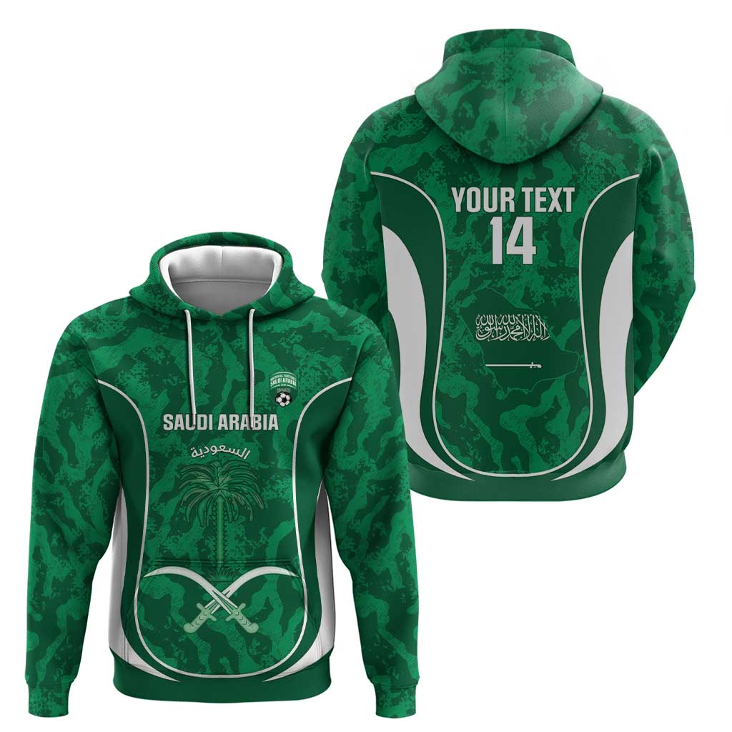 Custom Saudi Arabia Football Zip Hoodie 2026 Come On Arabian Falcons - Wonder Print Shop