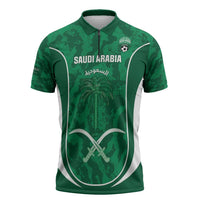 Custom Saudi Arabia Football Zipper Polo Shirt 2026 Come On Arabian Falcons - Wonder Print Shop