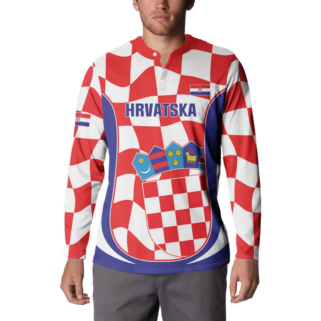 Custom Croatia Football Button Sweatshirt 2026 Come On Vatreni Hrvatska - Wonder Print Shop