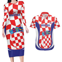 Custom Croatia Football Couples Matching Long Sleeve Bodycon Dress and Hawaiian Shirt 2026 Come On Vatreni Hrvatska - Wonder Print Shop