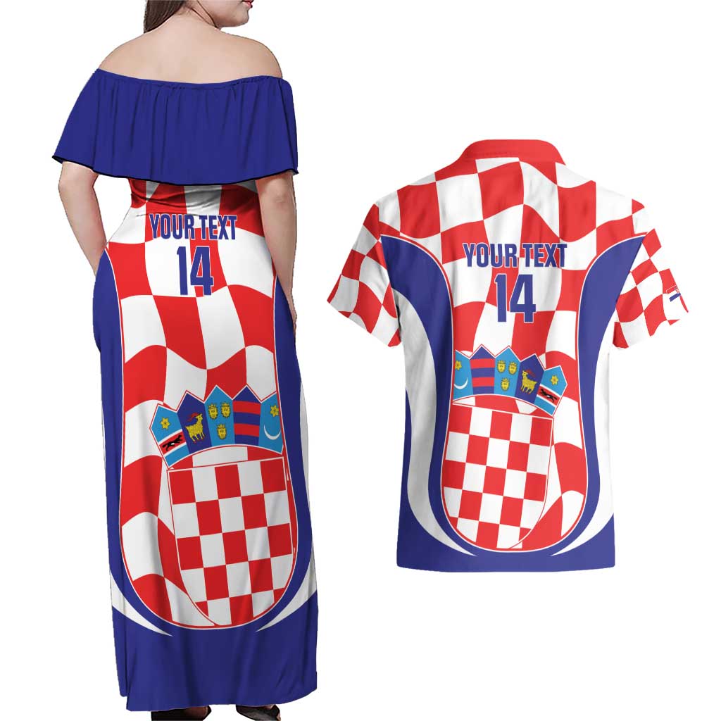 Custom Croatia Football Couples Matching Off Shoulder Maxi Dress and Hawaiian Shirt 2026 Come On Vatreni Hrvatska - Wonder Print Shop