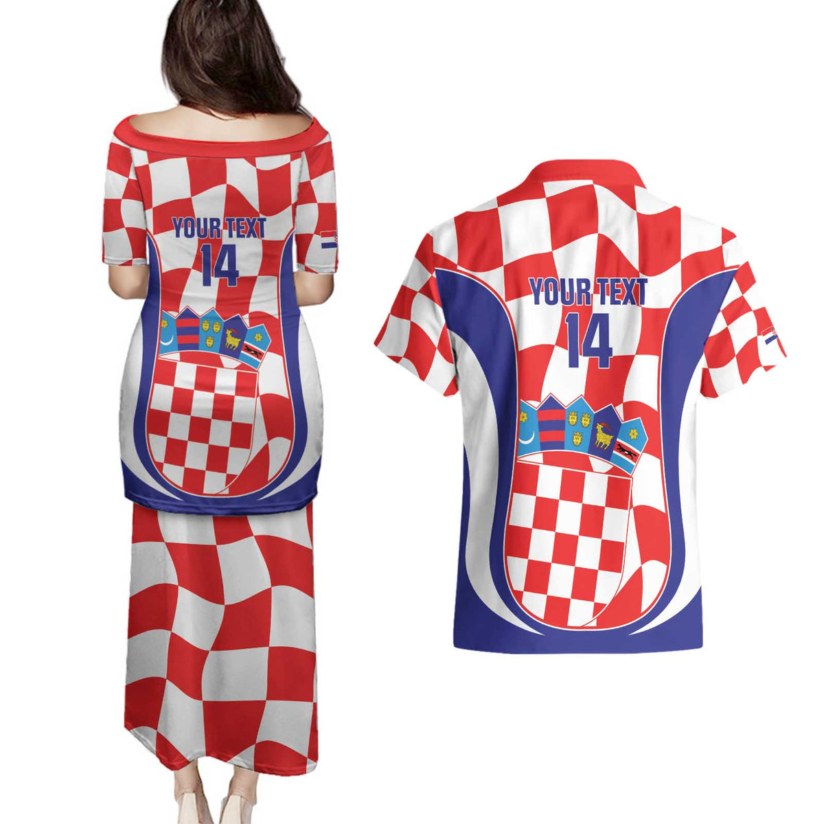 Custom Croatia Football Couples Matching Puletasi and Hawaiian Shirt 2026 Come On Vatreni Hrvatska - Wonder Print Shop