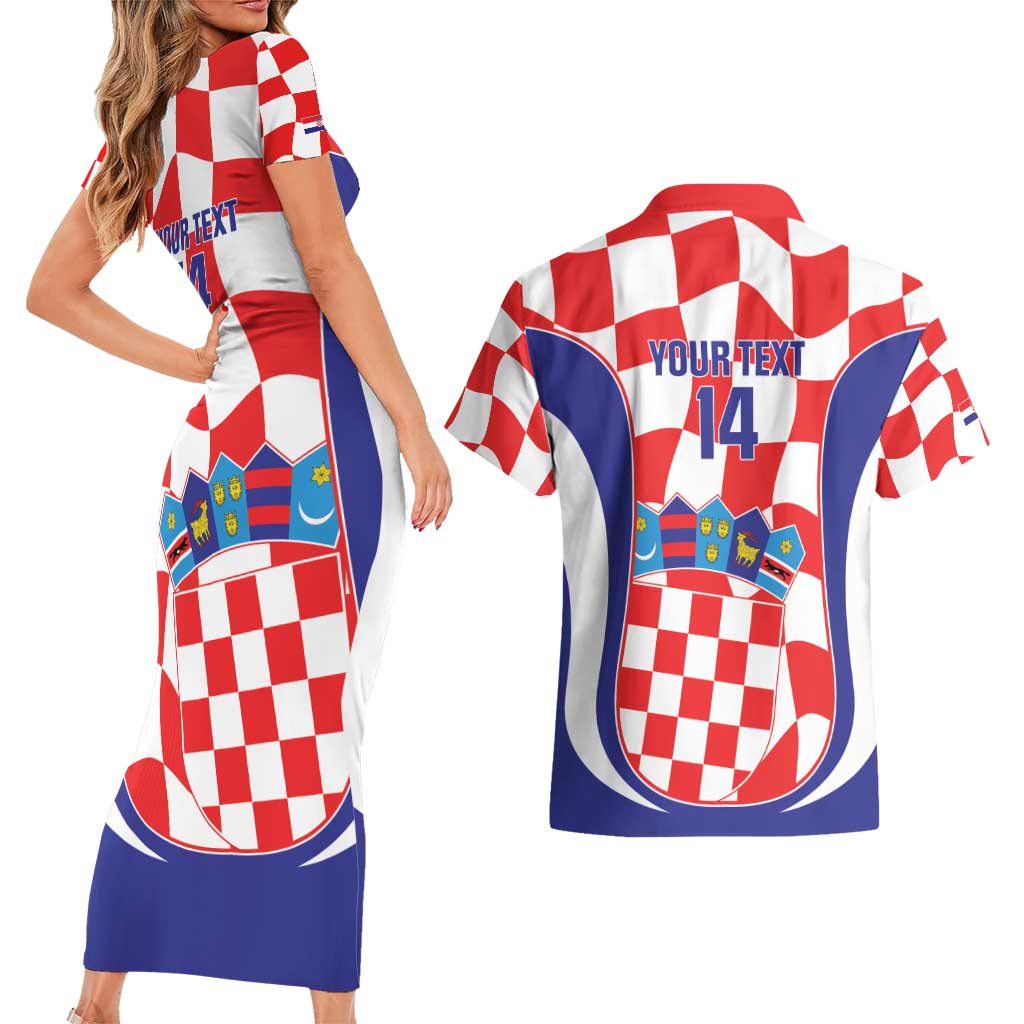 Custom Croatia Football Couples Matching Short Sleeve Bodycon Dress and Hawaiian Shirt 2026 Come On Vatreni Hrvatska - Wonder Print Shop