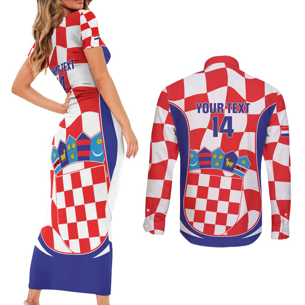 Custom Croatia Football Couples Matching Short Sleeve Bodycon Dress and Long Sleeve Button Shirt 2026 Come On Vatreni Hrvatska - Wonder Print Shop