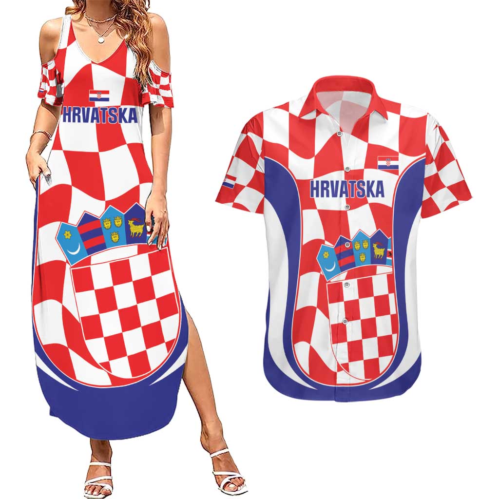Custom Croatia Football Couples Matching Summer Maxi Dress and Hawaiian Shirt 2026 Come On Vatreni Hrvatska - Wonder Print Shop