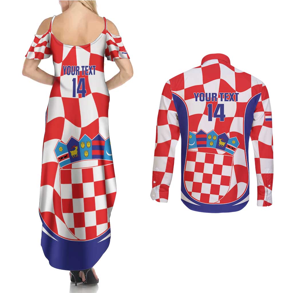 Custom Croatia Football Couples Matching Summer Maxi Dress and Long Sleeve Button Shirt 2026 Come On Vatreni Hrvatska - Wonder Print Shop