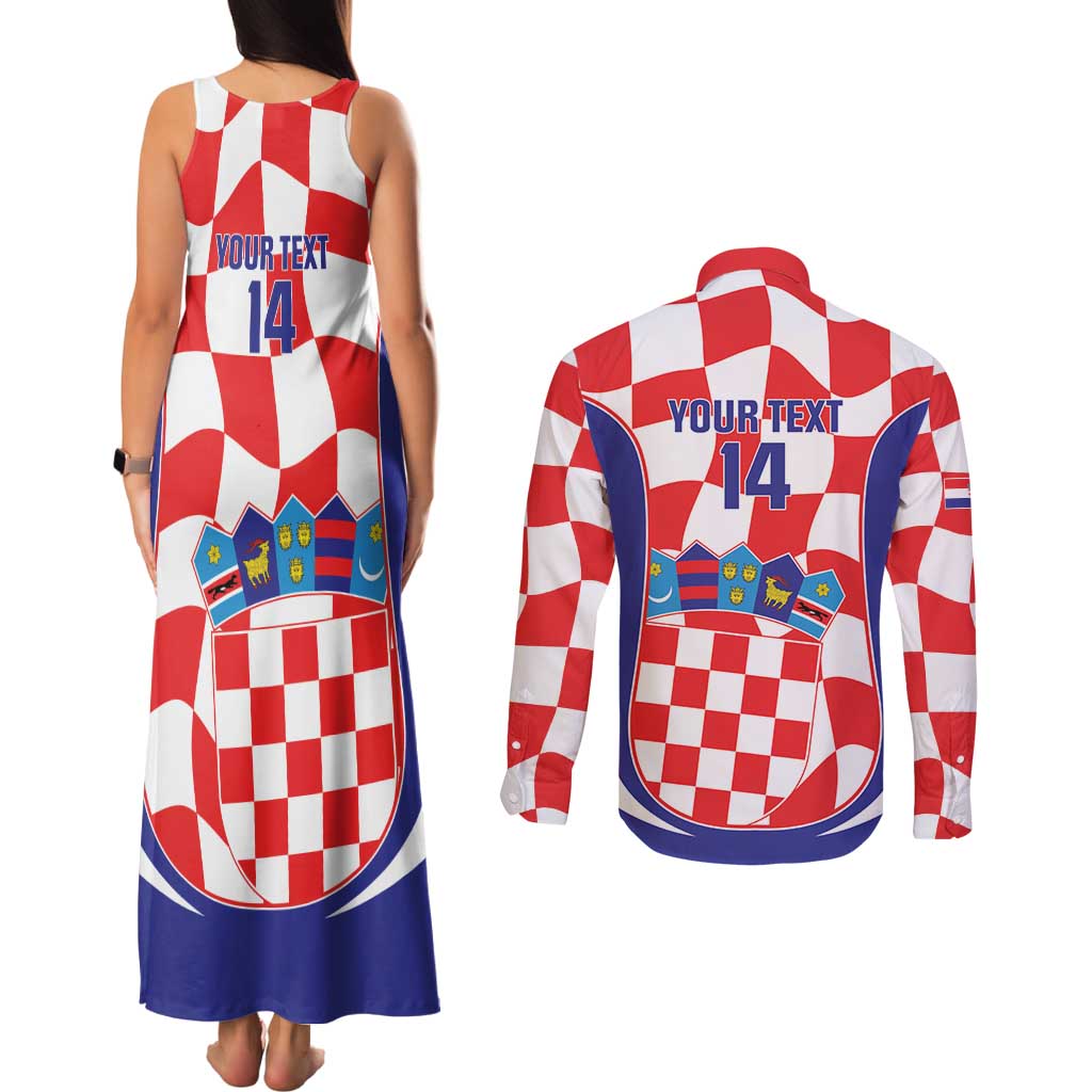 Custom Croatia Football Couples Matching Tank Maxi Dress and Long Sleeve Button Shirt 2026 Come On Vatreni Hrvatska - Wonder Print Shop