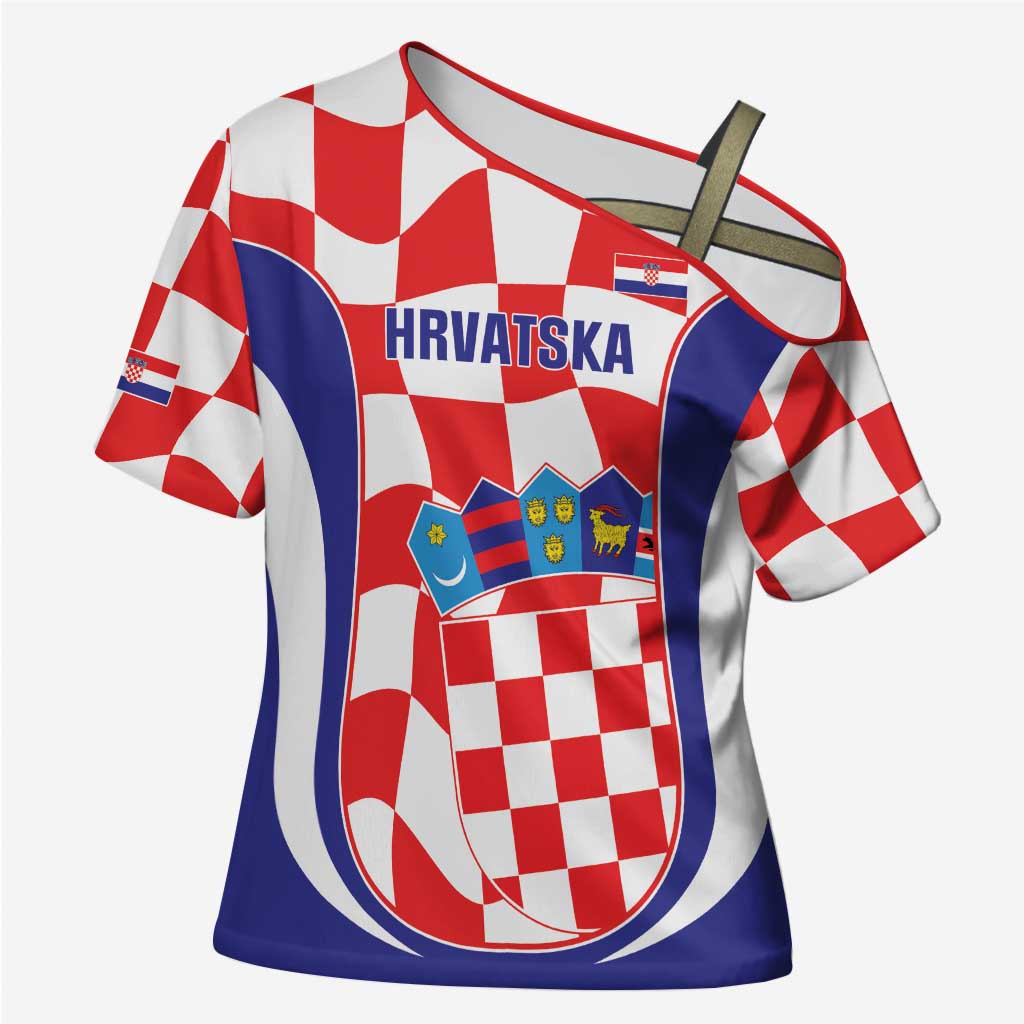 Custom Croatia Football Cross Shoulder Shirt 2026 Come On Vatreni Hrvatska - Wonder Print Shop