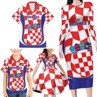 Custom Croatia Football Family Matching Long Sleeve Bodycon Dress and Hawaiian Shirt 2026 Come On Vatreni Hrvatska - Wonder Print Shop