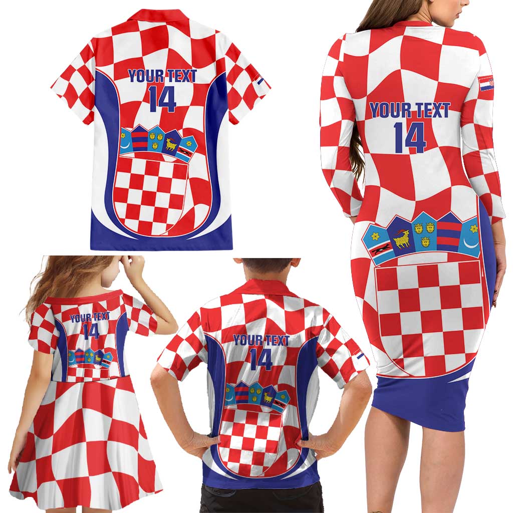 Custom Croatia Football Family Matching Long Sleeve Bodycon Dress and Hawaiian Shirt 2026 Come On Vatreni Hrvatska - Wonder Print Shop