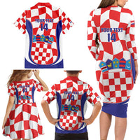 Custom Croatia Football Family Matching Long Sleeve Bodycon Dress and Hawaiian Shirt 2026 Come On Vatreni Hrvatska - Wonder Print Shop