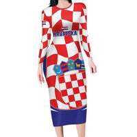 Custom Croatia Football Family Matching Long Sleeve Bodycon Dress and Hawaiian Shirt 2026 Come On Vatreni Hrvatska - Wonder Print Shop