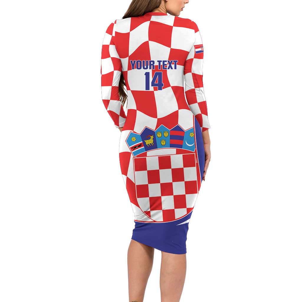 Custom Croatia Football Family Matching Long Sleeve Bodycon Dress and Hawaiian Shirt 2026 Come On Vatreni Hrvatska - Wonder Print Shop