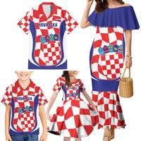 Custom Croatia Football Family Matching Mermaid Dress and Hawaiian Shirt 2026 Come On Vatreni Hrvatska - Wonder Print Shop