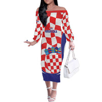 Custom Croatia Football Family Matching Off The Shoulder Long Sleeve Dress and Hawaiian Shirt 2026 Come On Vatreni Hrvatska - Wonder Print Shop