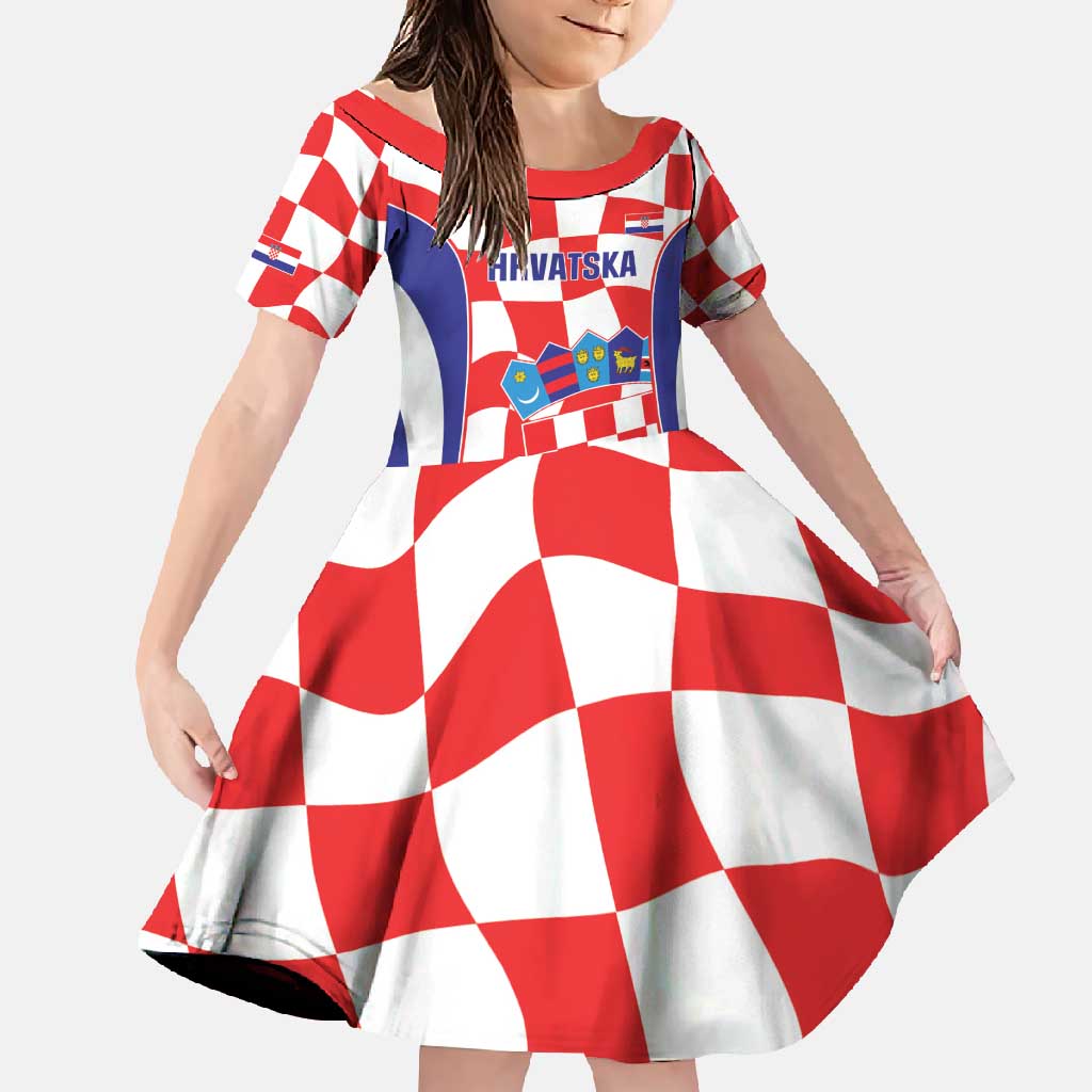 Custom Croatia Football Family Matching Off Shoulder Maxi Dress and Hawaiian Shirt 2026 Come On Vatreni Hrvatska - Wonder Print Shop