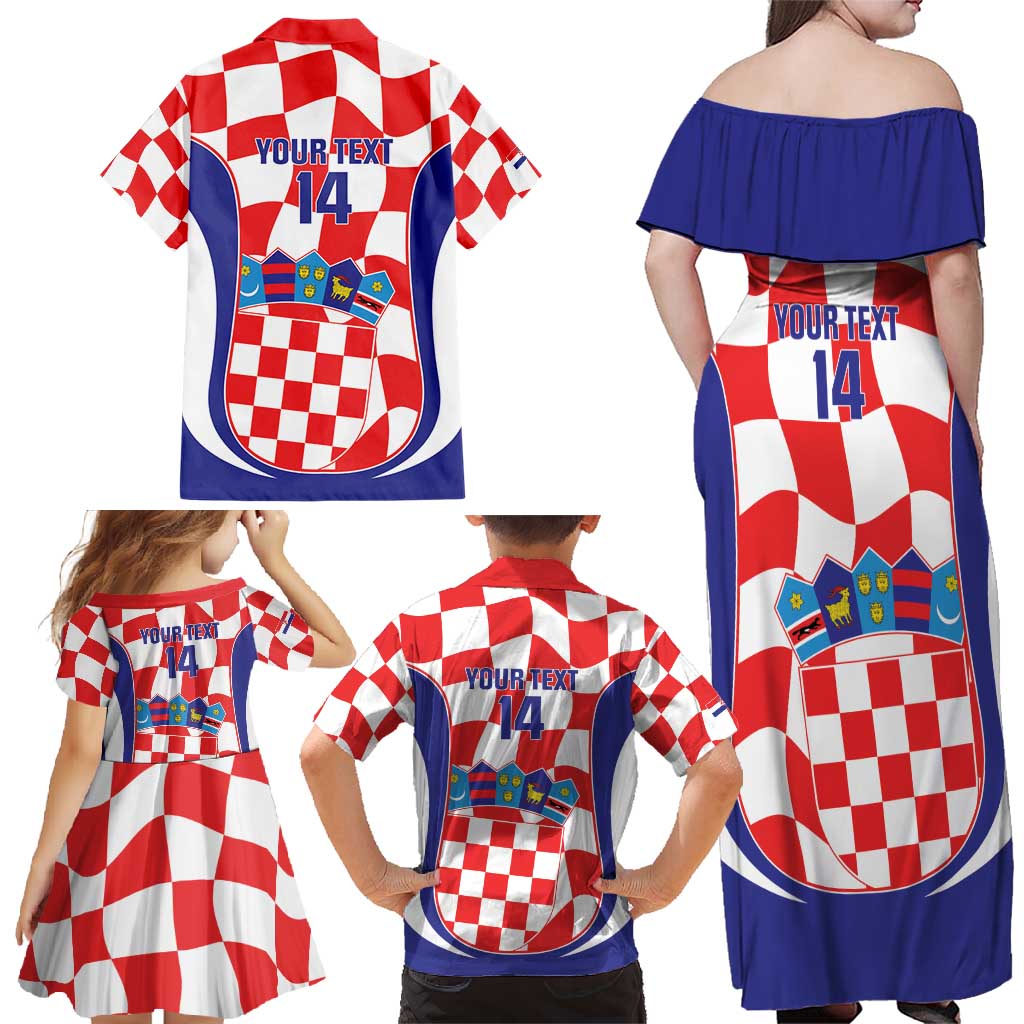 Custom Croatia Football Family Matching Off Shoulder Maxi Dress and Hawaiian Shirt 2026 Come On Vatreni Hrvatska - Wonder Print Shop