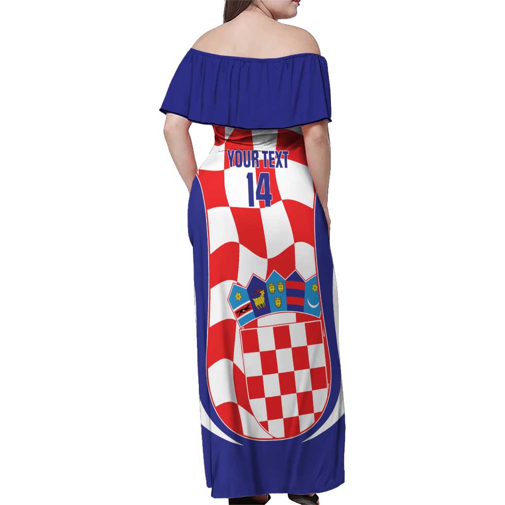 Custom Croatia Football Family Matching Off Shoulder Maxi Dress and Hawaiian Shirt 2026 Come On Vatreni Hrvatska - Wonder Print Shop