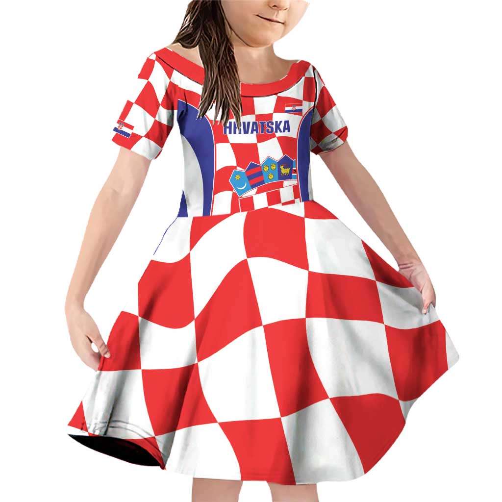 Custom Croatia Football Family Matching Off Shoulder Short Dress and Hawaiian Shirt 2026 Come On Vatreni Hrvatska - Wonder Print Shop