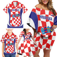 Custom Croatia Football Family Matching Off Shoulder Short Dress and Hawaiian Shirt 2026 Come On Vatreni Hrvatska - Wonder Print Shop