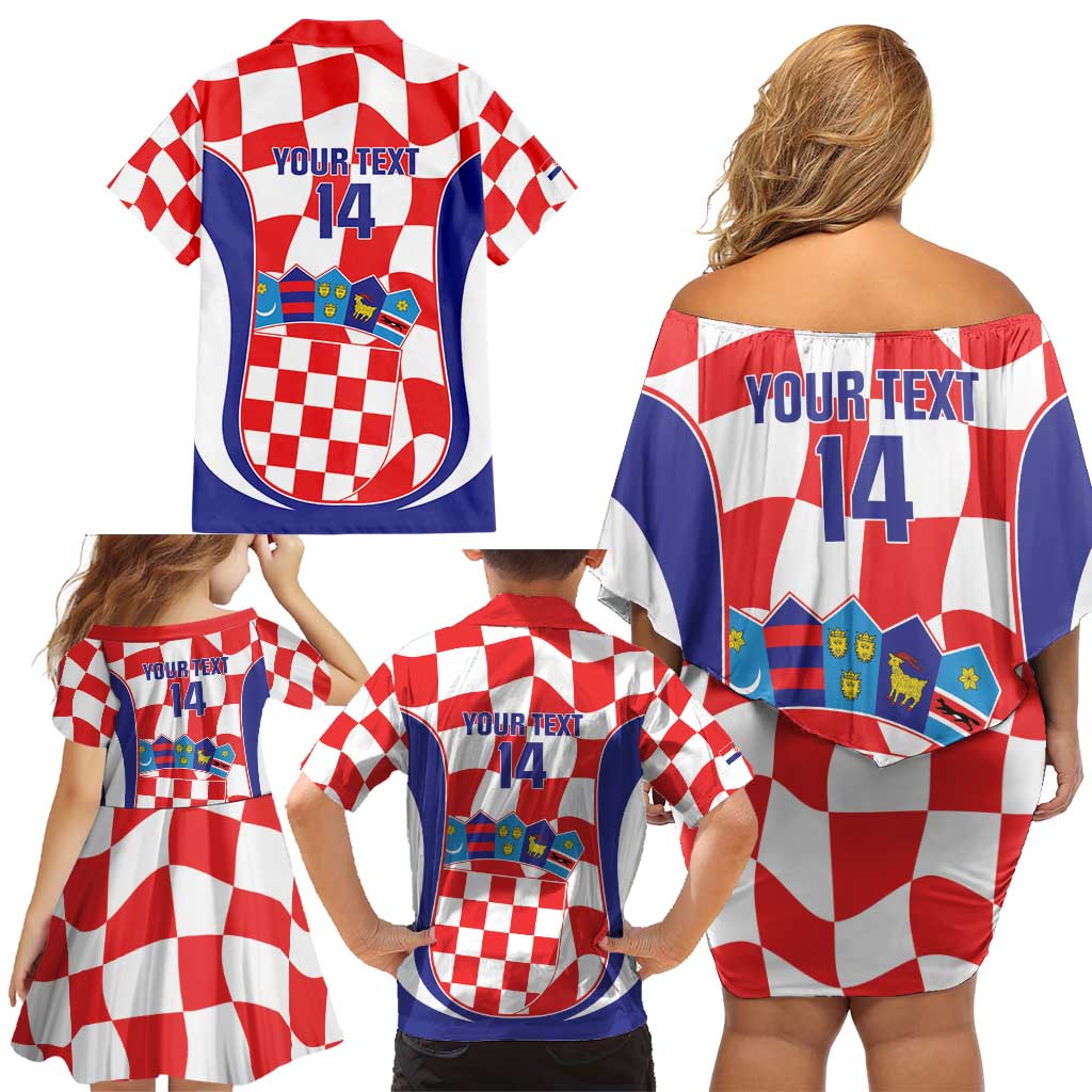 Custom Croatia Football Family Matching Off Shoulder Short Dress and Hawaiian Shirt 2026 Come On Vatreni Hrvatska - Wonder Print Shop
