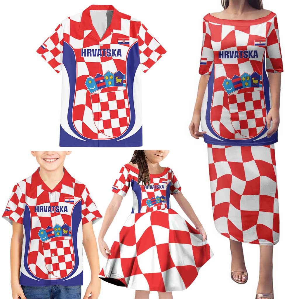 Custom Croatia Football Family Matching Puletasi and Hawaiian Shirt 2026 Come On Vatreni Hrvatska - Wonder Print Shop