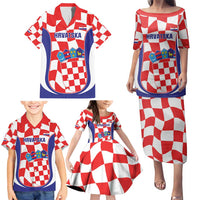 Custom Croatia Football Family Matching Puletasi and Hawaiian Shirt 2026 Come On Vatreni Hrvatska - Wonder Print Shop
