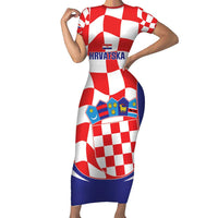 Custom Croatia Football Family Matching Short Sleeve Bodycon Dress and Hawaiian Shirt 2026 Come On Vatreni Hrvatska - Wonder Print Shop