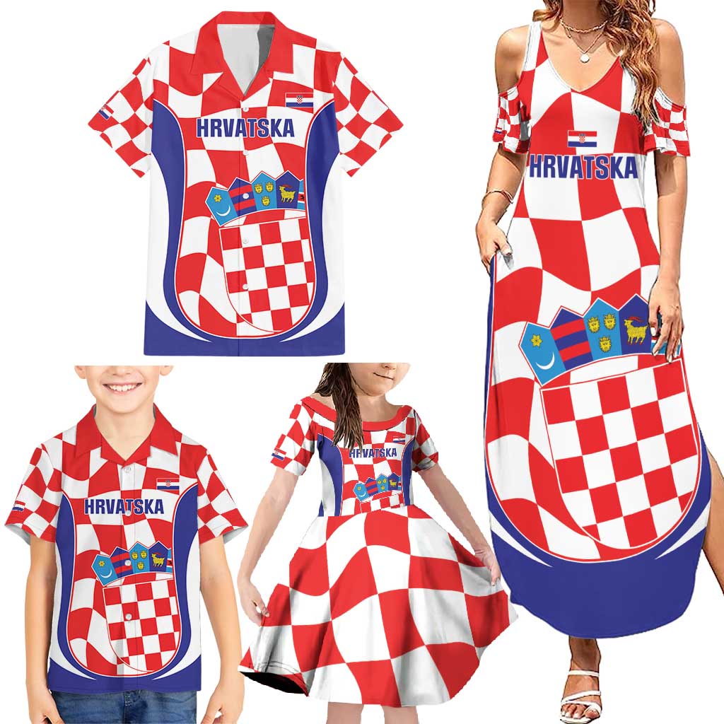 Custom Croatia Football Family Matching Summer Maxi Dress and Hawaiian Shirt 2026 Come On Vatreni Hrvatska - Wonder Print Shop