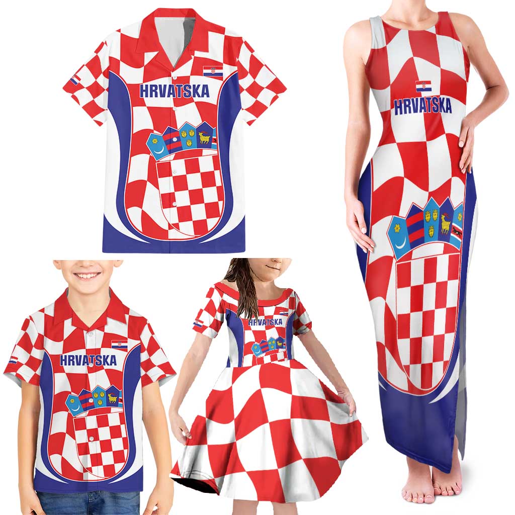 Custom Croatia Football Family Matching Tank Maxi Dress and Hawaiian Shirt 2026 Come On Vatreni Hrvatska - Wonder Print Shop