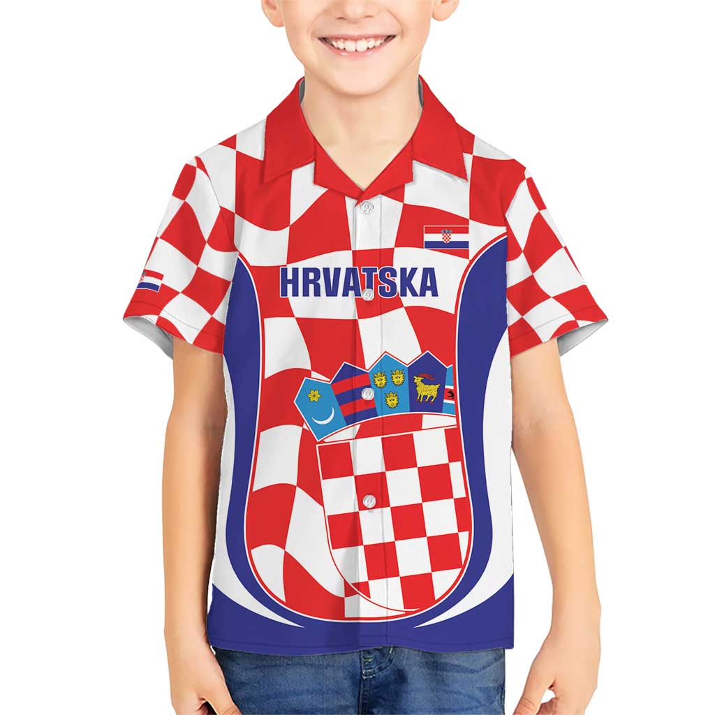 Custom Croatia Football Kid Hawaiian Shirt 2026 Come On Vatreni Hrvatska - Wonder Print Shop
