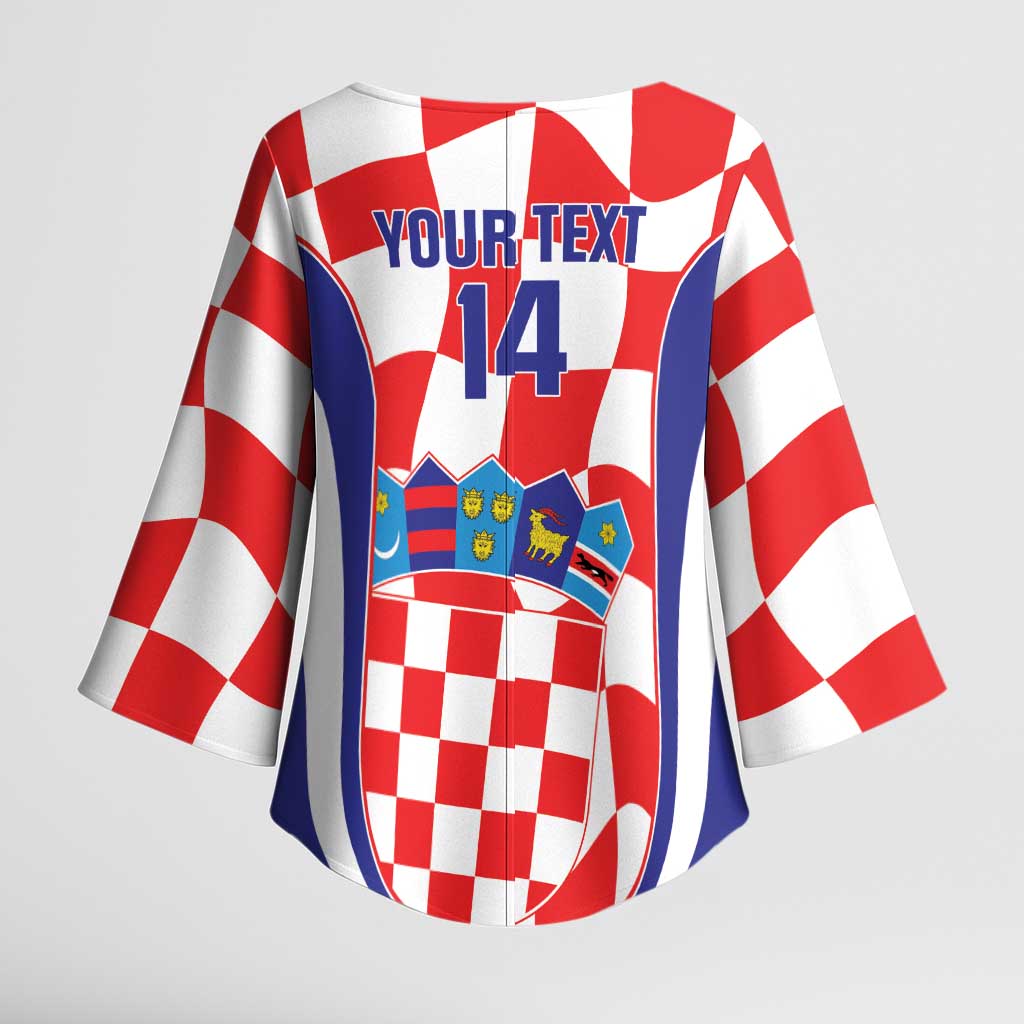 Custom Croatia Football Kimono Sleeve Blouse 2026 Come On Vatreni Hrvatska - Wonder Print Shop