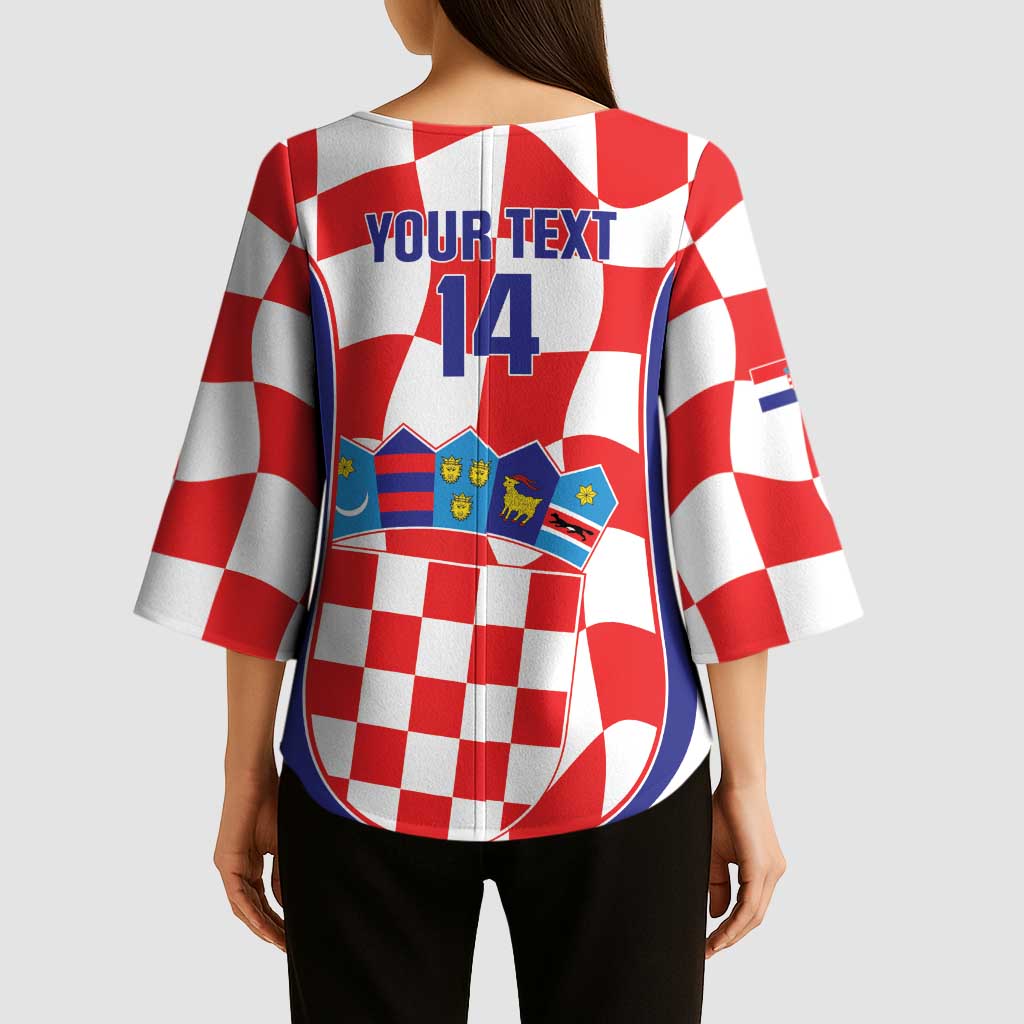 Custom Croatia Football Kimono Sleeve Blouse 2026 Come On Vatreni Hrvatska - Wonder Print Shop
