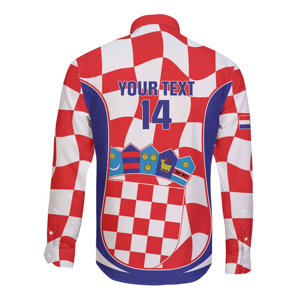 Custom Croatia Football Long Sleeve Button Shirt 2026 Come On Vatreni Hrvatska - Wonder Print Shop