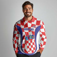 Custom Croatia Football Long Sleeve Polo Shirt 2026 Come On Vatreni Hrvatska - Wonder Print Shop