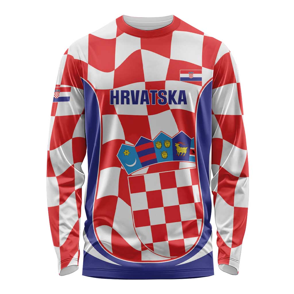 Custom Croatia Football Long Sleeve Shirt 2026 Come On Vatreni Hrvatska - Wonder Print Shop