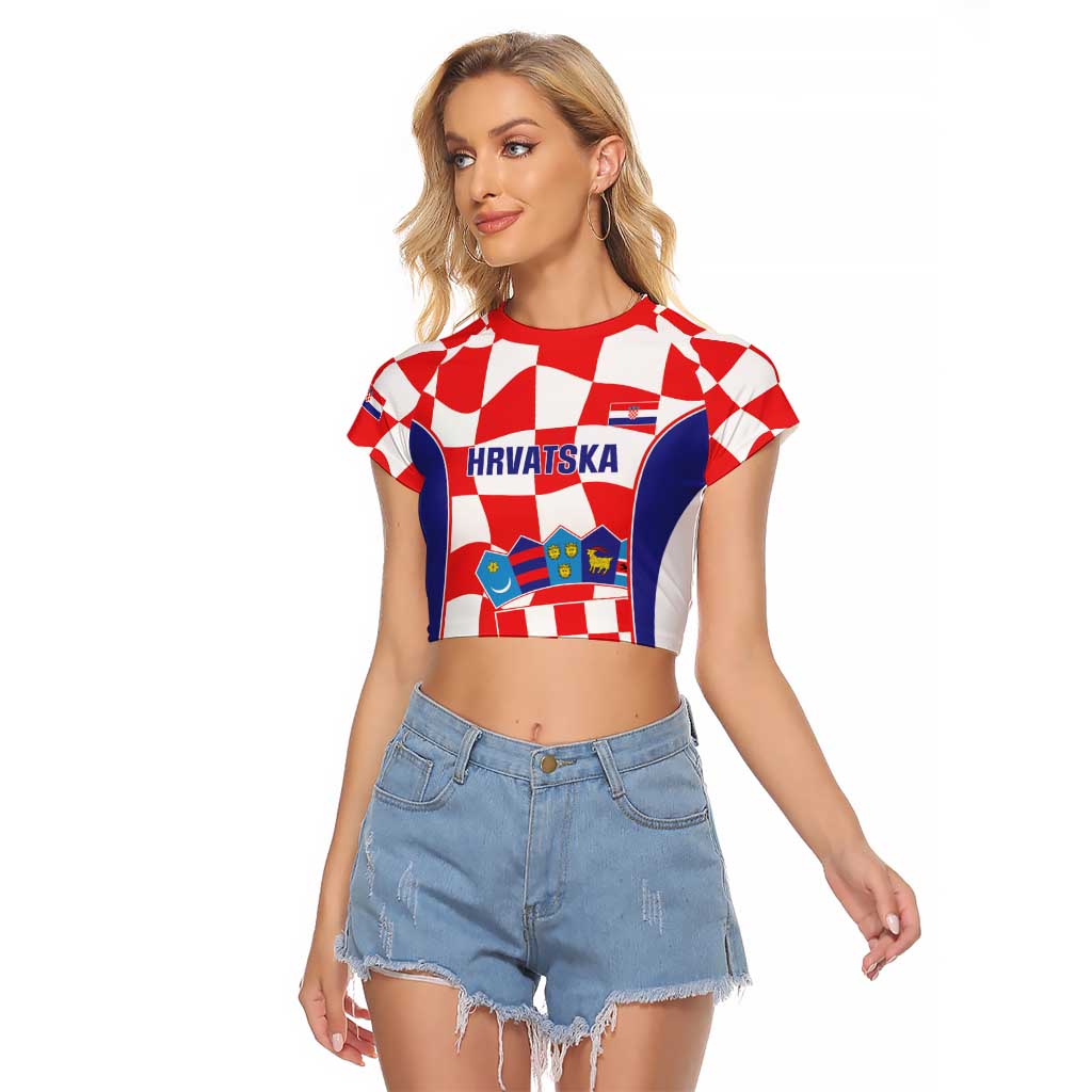Custom Croatia Football Raglan Cropped T Shirt 2026 Come On Vatreni Hrvatska - Wonder Print Shop